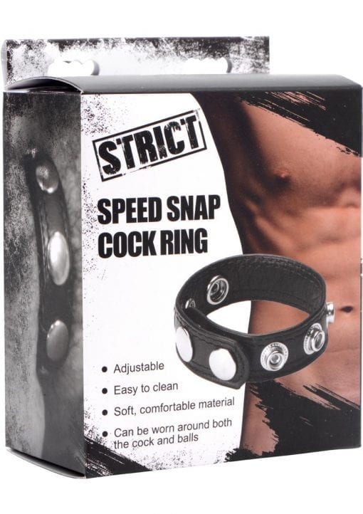 Strict Speed Snap Cock Ring Leather And Metal Black