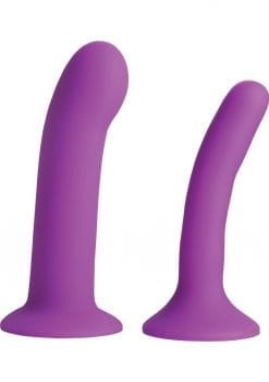 Strap U Incurve G-Spot Duo Dildo Set Silicone Purple