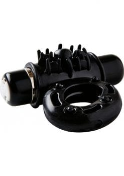 Bullet Ring 7 Function Silicone Rechargeable C Ring Waterproof Black
