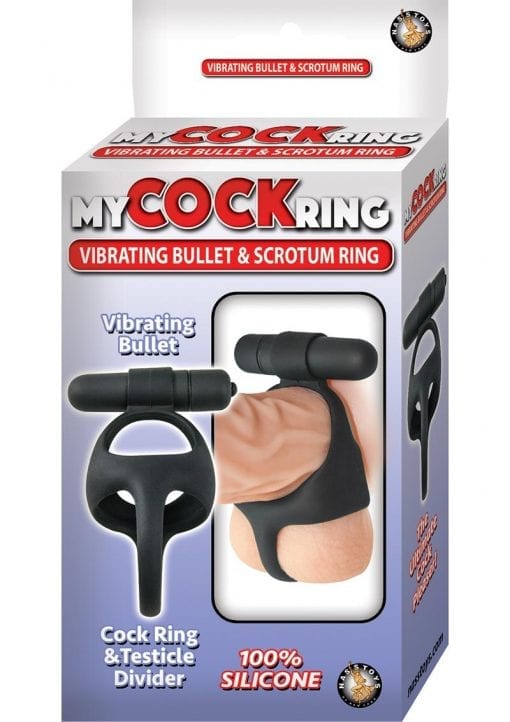 Vibrating bullet and Cock Ring and Testicle Divider Waterproof Black