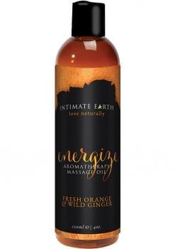 Intimate Earth Energize Aromatherapy Massage Oil Fresh Orange and Wild Ginger 4oz