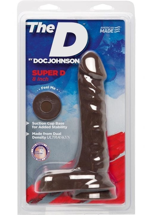 The D Super D Dual Density Ultraskin Realistic Dong With Balls Chocolate 7 Inch