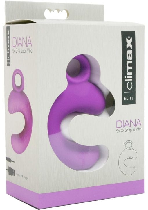 Climax Elite Diana 9x Silicone C Shaped Vibe USB Rechargeable Waterproof Purple