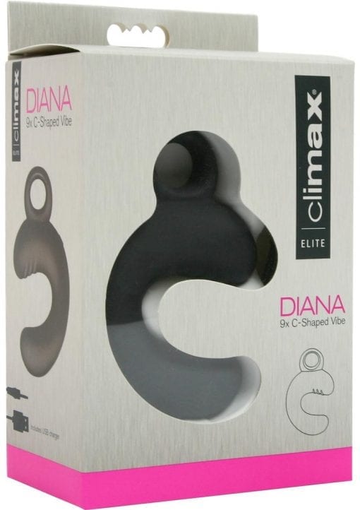 Climax Elite Diana 9x Silicone C Shaped Vibe USB Rechargeable Waterproof Black