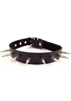 Rouge Adjustable Spiked Collar Leather Black