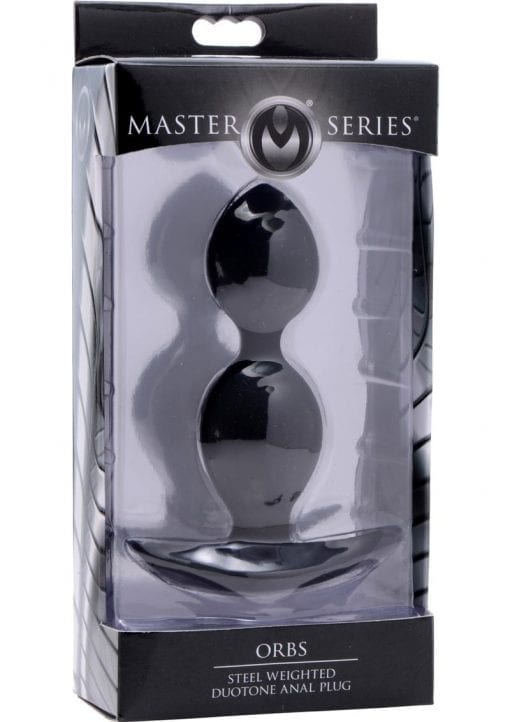 Master Series Orbs Steel Weighted Duotone Silicone Anal Plug Black 4.5 Inch