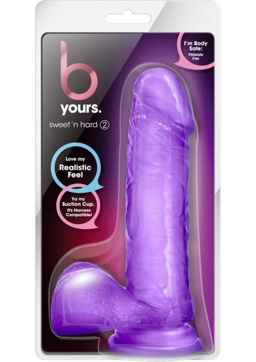B Yours Sweet N Hard 02 Realistic Dong With Balls Purple 7.75 Inch