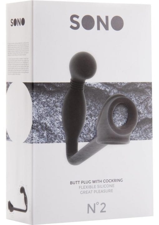 Sono No 2 Butt Plug With CockRing Felxible Silicone Waterproof Black