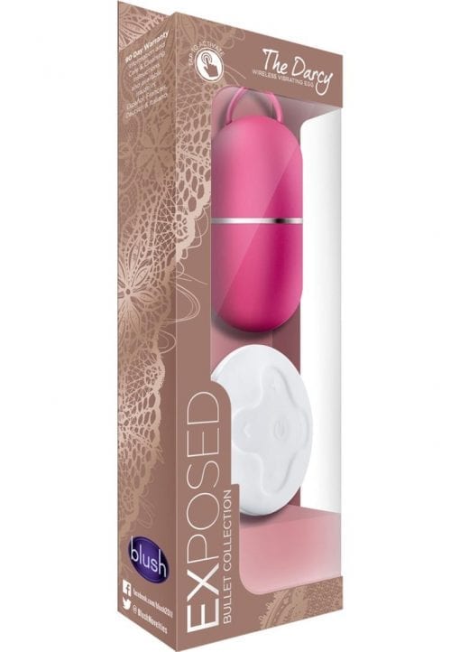 Exposed Bullet Collections Darcy Remote Wireless Vibrating Rechargeable Egg Waterproof 3 InchRaspberry