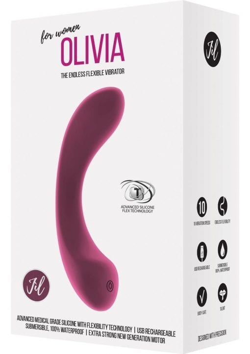 Jil Olivia Flexible Silicone USB Rechargeable Vibrator Waterproof Pink 6.14 Inch