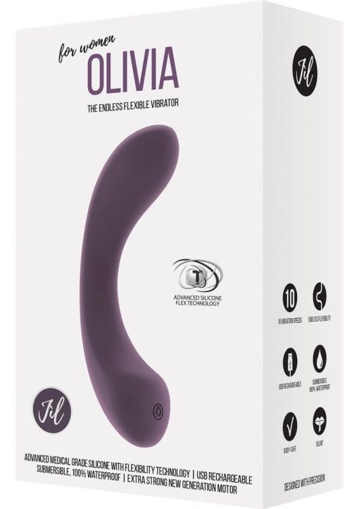 Jil Olivia Flexible Silicone USB Rechargeable Vibrator Waterproof Purple 6.14 Inch