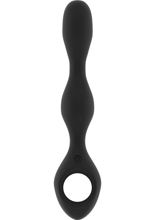 Jil Noah Flexible Silicone USB Rechargeable Vibrator  and Anal Chain Waterproof Black 8.6 Inch