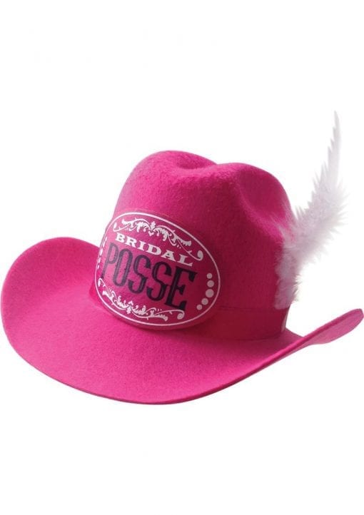 Gettin Hitched Clip On Cowgirl Bridal Posse Party Hat Pink