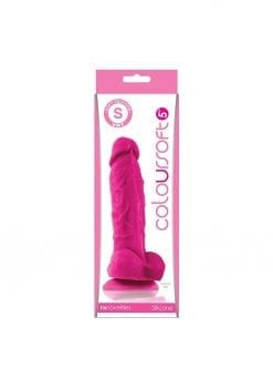 Coloursoft 5in Silicone Dildo With Balls- Pink