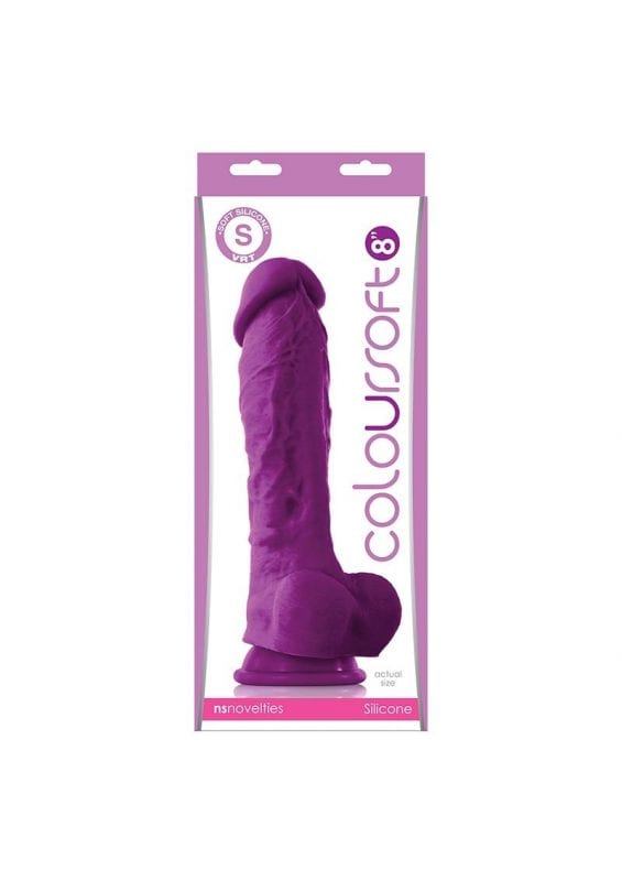Coloursoft 8in Silicone Dildo With Balls- Purple