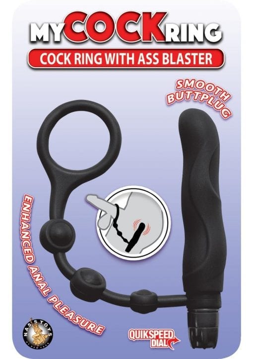 My Cock Ring With Ass Blaster Silicone Anal Plug Black