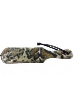 Rouge Leather Paddle With Fur Leopard And Black 13.5 Inch