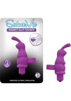 Seduce Me Rabbit Clit Pleasure Silicone Finger Massager Waterproof Purple 3.5 Inch