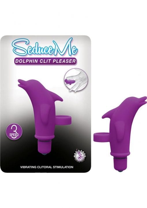 Seduce Me Dolphin Clit Pleasure Silicone Finger Massager Waterproof Purple 3.5 Inch