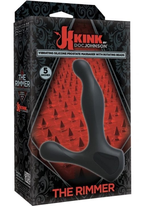 Kink Silicone Prostate Massager With Rotating Ridges Waterproof Black