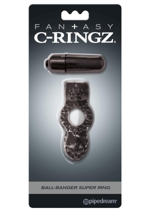 Fantasy C-Ringz Ball-Banger Super Ring Vibrating Textured Cockring Waterproof Black