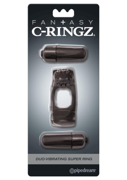 Fantasy C-Ringz Duo-Vibrating Super Ring With Clitoral Stimulation Waterproof Black