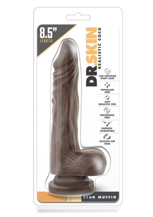Dr. Skin Stud Muffin Realistic Cock Chocolate 8.5 Inch