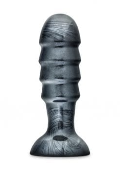 Jet Bruiser Textured Butt Plug With Suction Cup Carbon Metallic Black 7.5 Inches