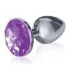 The Silver Starter Jeweled Round Plug Stainless Steel Violet Gem 2.8 Inch