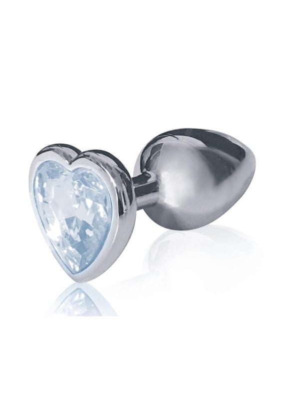 The Silver Starter Jeweled Hearts Plug Stainless Steel Clear 2.8 Inch