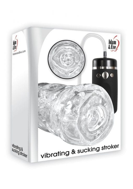 Adam and Eve Vibrating And Sucking Stroker With Wired Remote Controll Clear 6.75 Inch