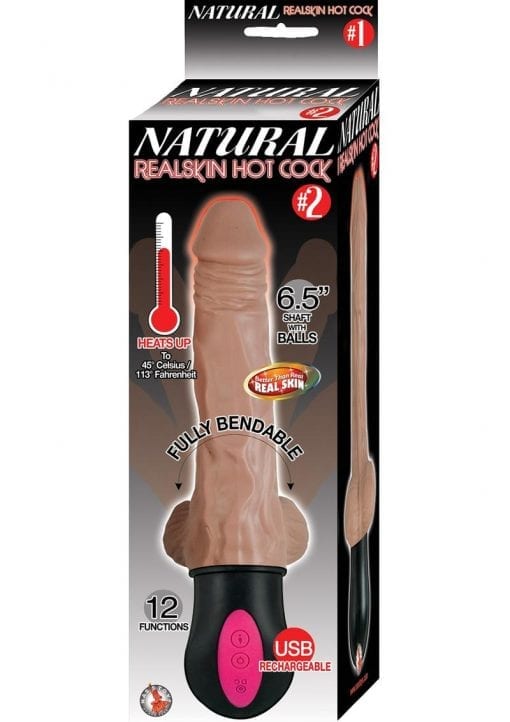 Natural Realskin Hot Cock 2 Dildo Waterproof Brown 6.5 Inch