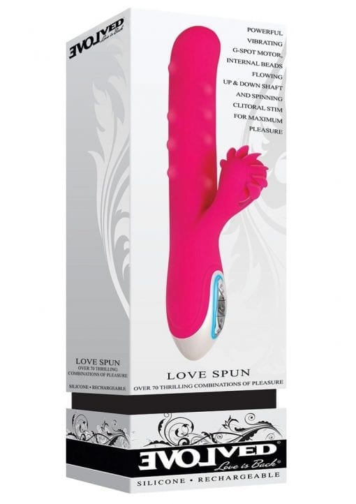 Love Spun Silicone USB Rechargeable Dual Vibrator Waterproof Pink 9.25 Inch