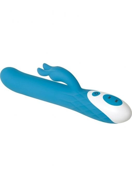 Evolved Big Soft Bunny Silicone Vibrator Waterproof Blue 8.75 Inch