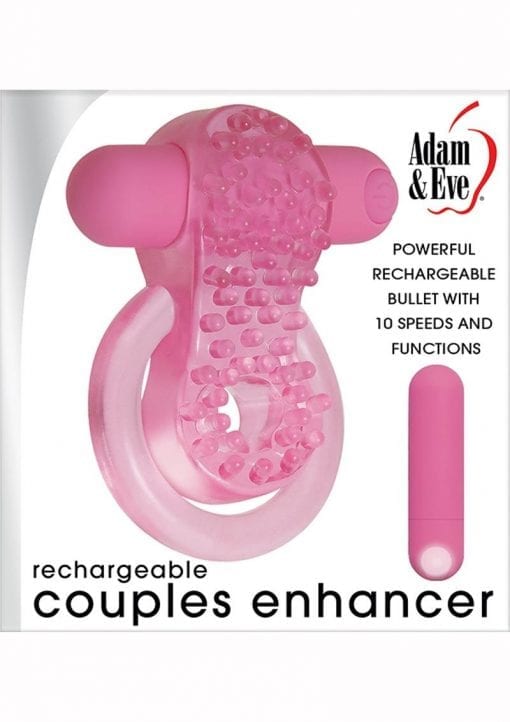 Adam and Eve Couples Enhancer Penis Ring Rechargeable Pink