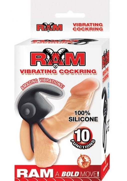 Ram Silicone Vibrating Cockring Waterproof Black
