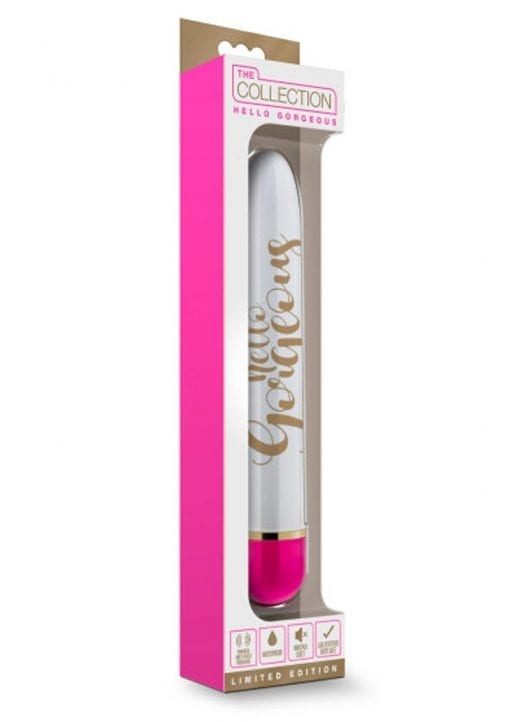 The Collection Hello Gorgeous Vibrator Waterproof White and Hot Pink 7 Inch