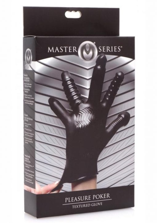 Master Series Pleasure Poker Texture Glove Black 8 Inch