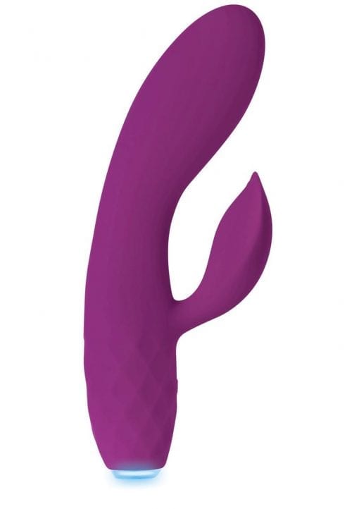 Glimmer USB Rechargeable Light Up Silicone Dual Vibe Waterproof Purple 6.5 Inch