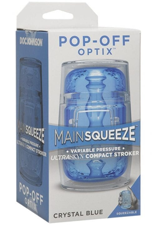 Main Squeeze  Pop Off Optix Compact Stroker Textured Crystal Blue 4 Inches