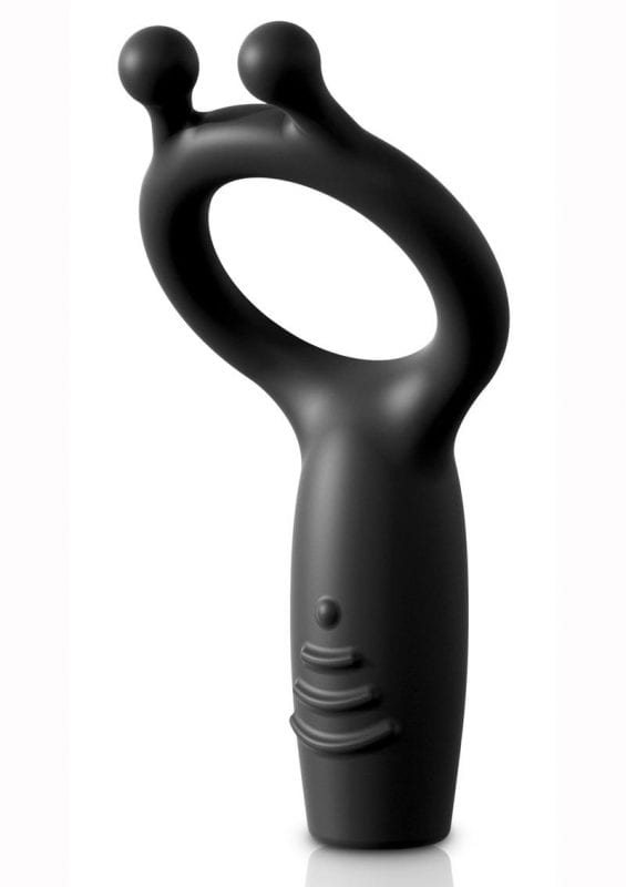 Sir Richards Control Vibrating Silicone Super Cock Ring Silicone Rechargeable Waterproof Black
