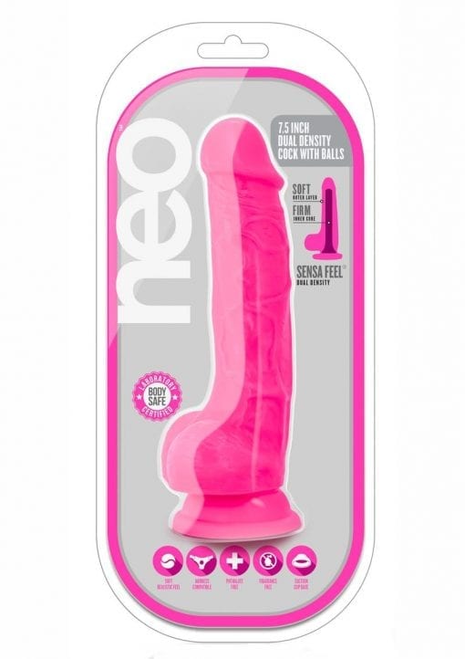 Neo Dual Density Realistic Cock With Balls Pink 7.5 Inch