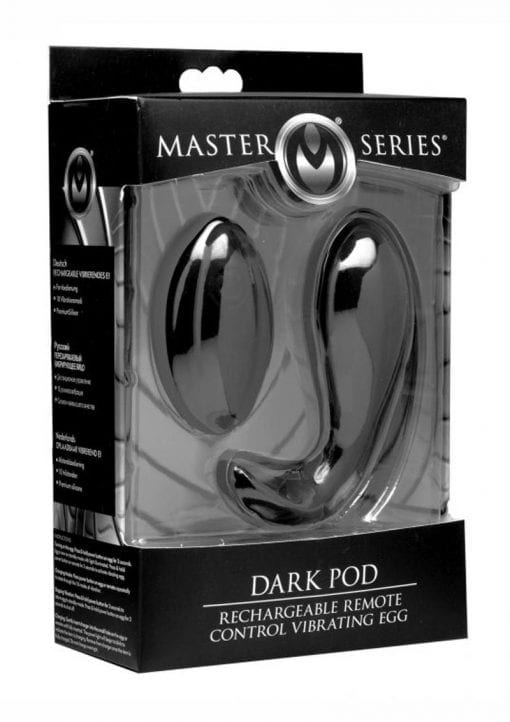 Master Series Dark Pod USB Rechargeable Wireless Remote Control Vibrating Egg Waterproof Black 3.6 Inch