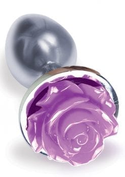 The 9 Silver Starter Rose Steel Plug Purple Anal Plug Non Vibrating