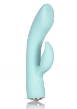 Jopen Pave Marilyn Silicone With Crystals Dual Motor Vibrator With Clitoral Stimulator USB Rechargeable Waterproof Blue 7.25 Inch