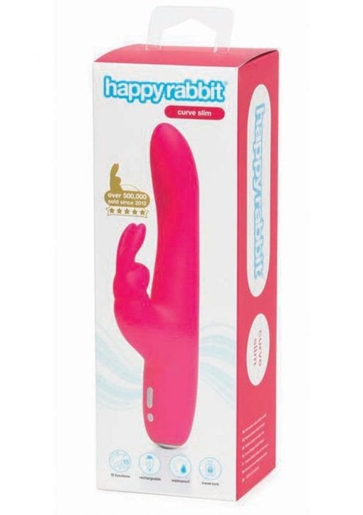 Happy Rabbit Slimline Curve Pink Multi Function Rechargeable Waterproof
