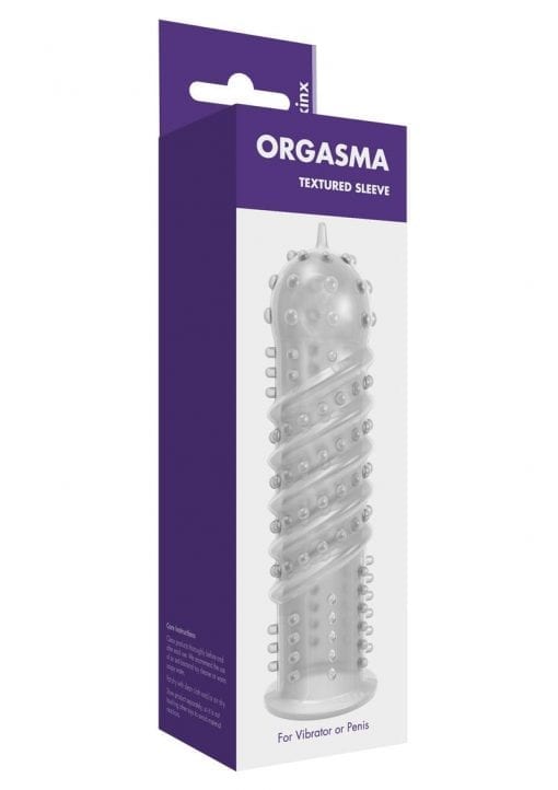 Kinx Orgasma Textured Sleeve For Vibrator or Penis Waterproof Clear 5 inches