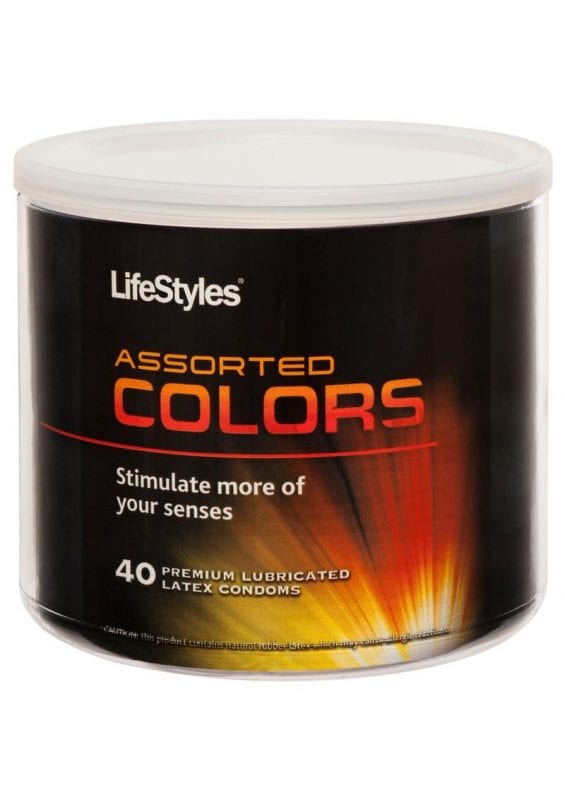Lifestyles Assorted Colors 40 Premium Lubricated Latex Condoms Bowl