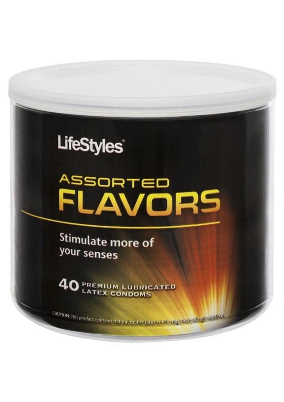 Lifestyle Assorted Flavors 40 Premium Lubricated Latex Condoms Bowl