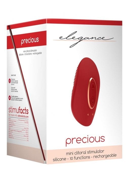 Elegance Precius Mini Clitoral Stimulator Silicone USB Magnetic Rechargeable Vibe Waterproof Red 2.51 Inch